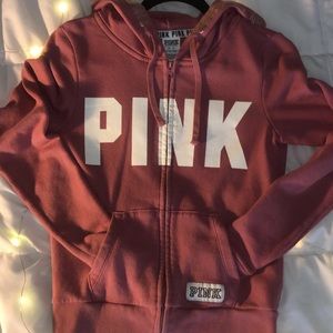PINK pink zip up hoodie